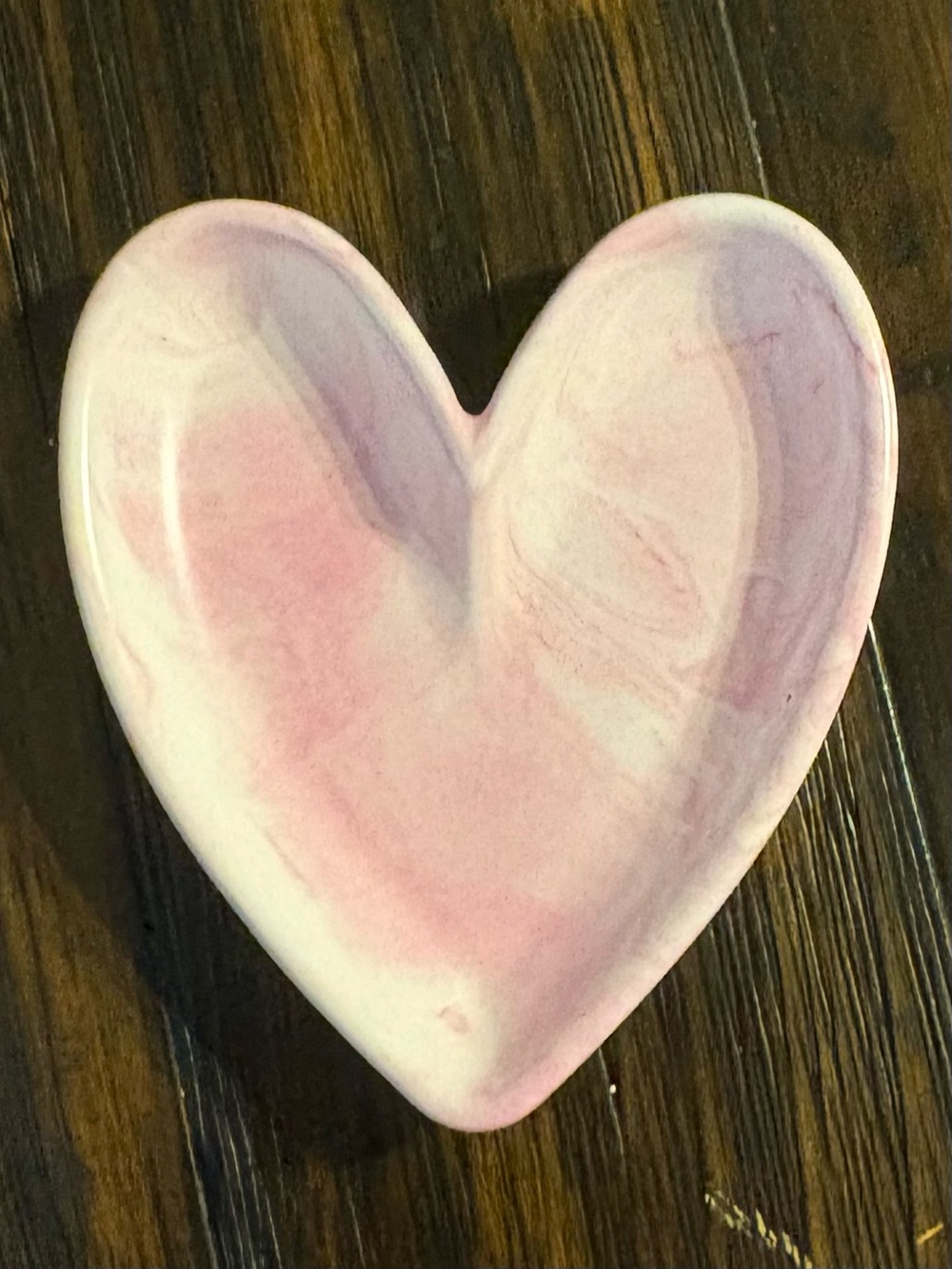Handcrafted Pink Swirl Heart Decorative Dish/Trinket tray